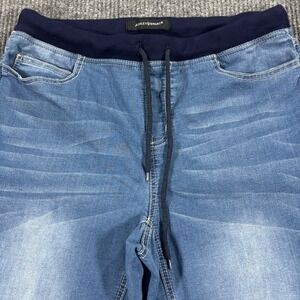 Ashley Stewart Capri Jeans Women 14 Blue Elastic Waist Drawstring Denim